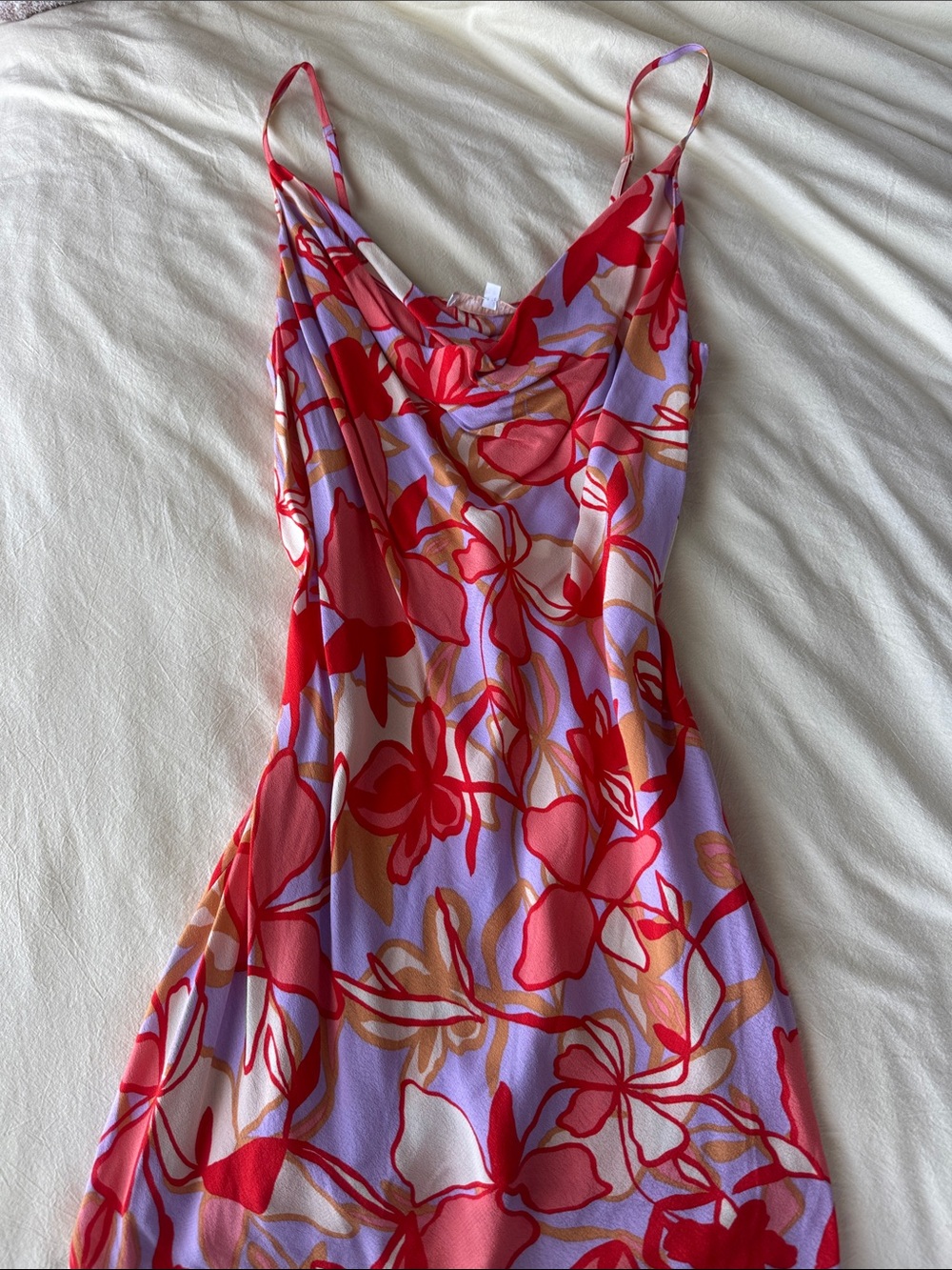 Olivaceous Lavender and Red Floral Slip Dress